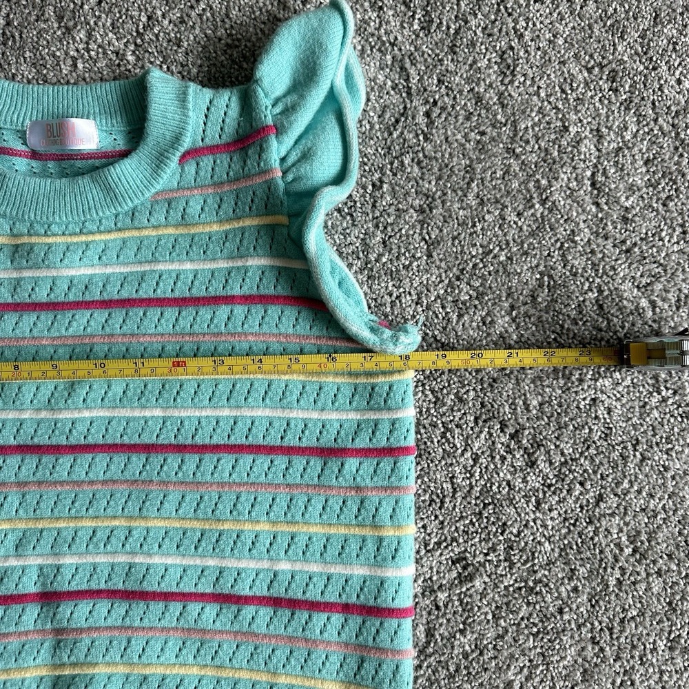 Mint and Stripe Flutter Sleeve Sweater Top Large - Picture 6 of 7